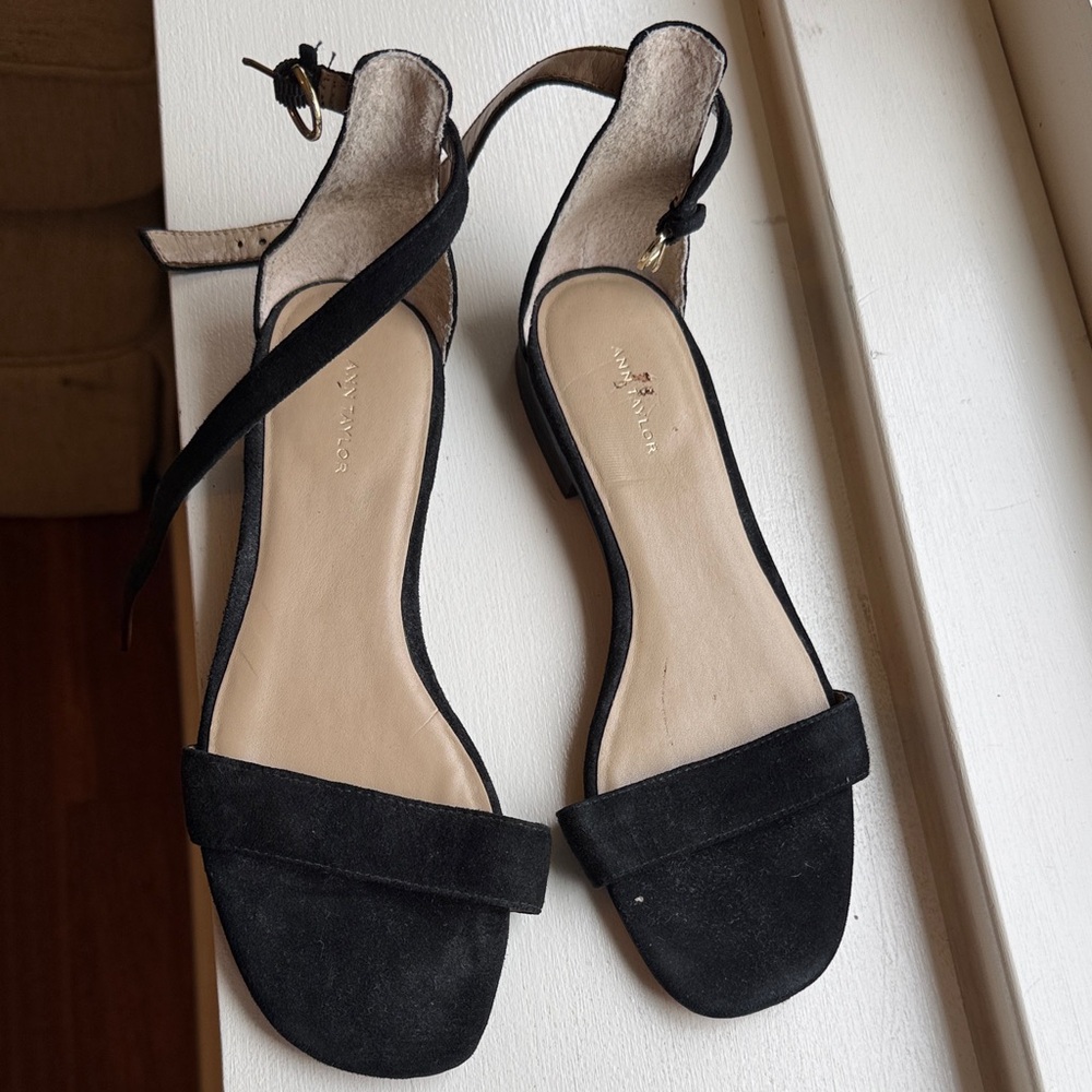 Ann Taylor Black Suede Sandals